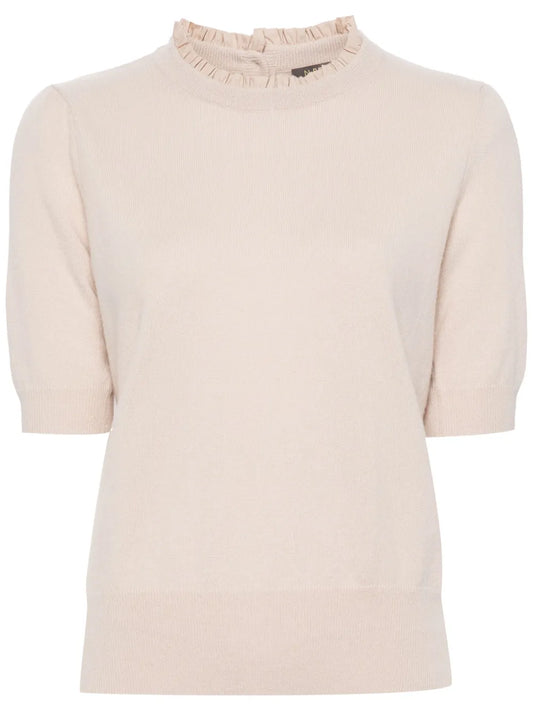 Ruffle-Trim Cashmere Top
