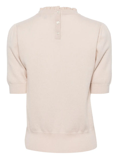 Ruffle-Trim Cashmere Top