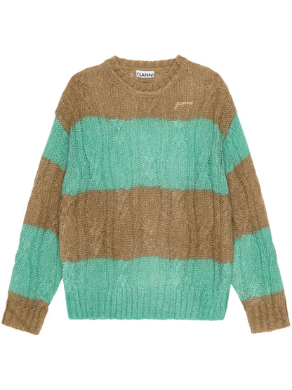 Striped Cable-Knit Jumper