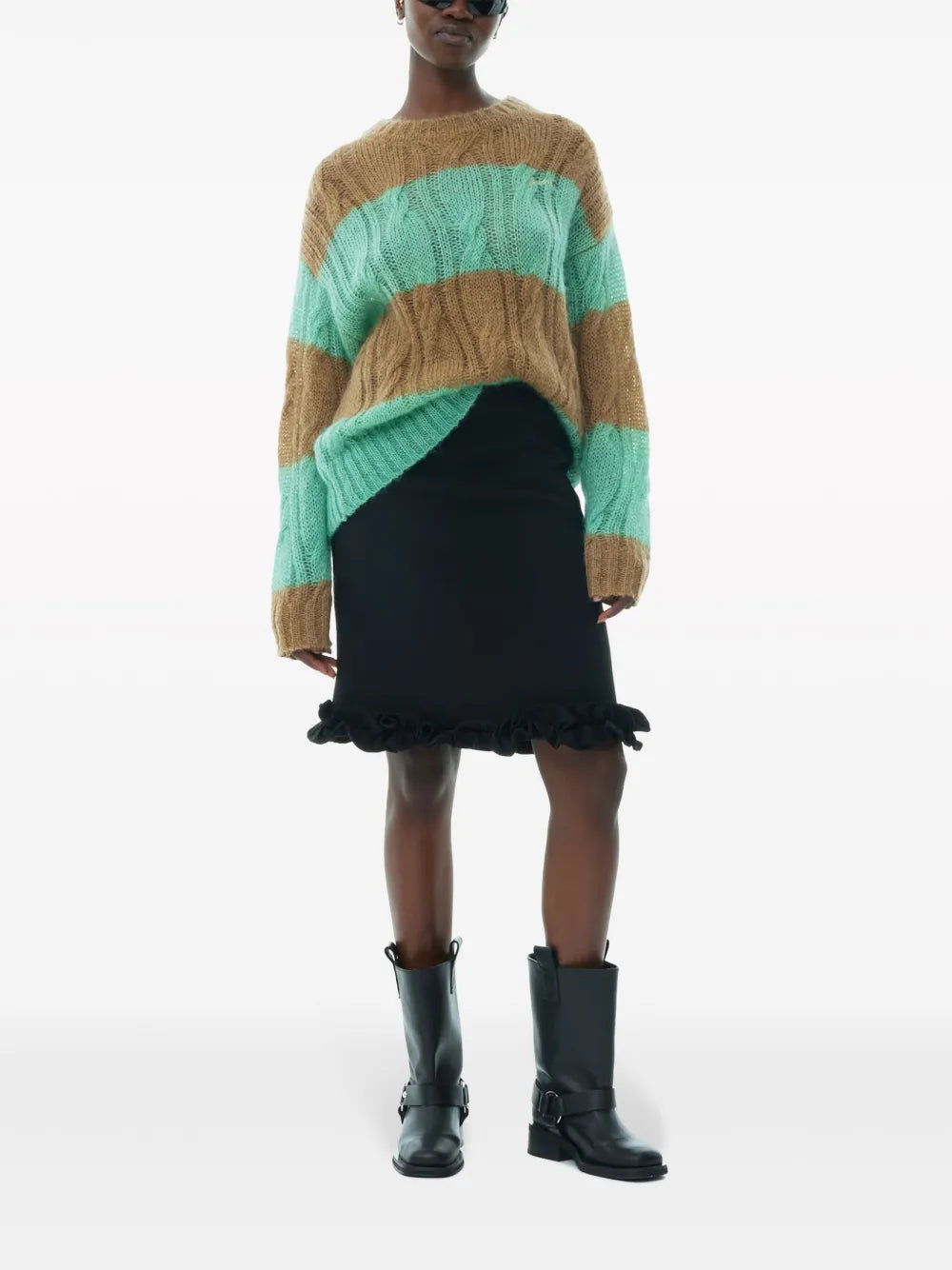 Striped Cable-Knit Jumper