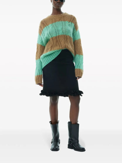 Striped Cable-Knit Jumper