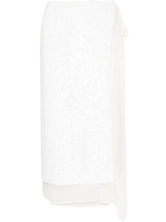 Sequinned Wrap Midi Skirt