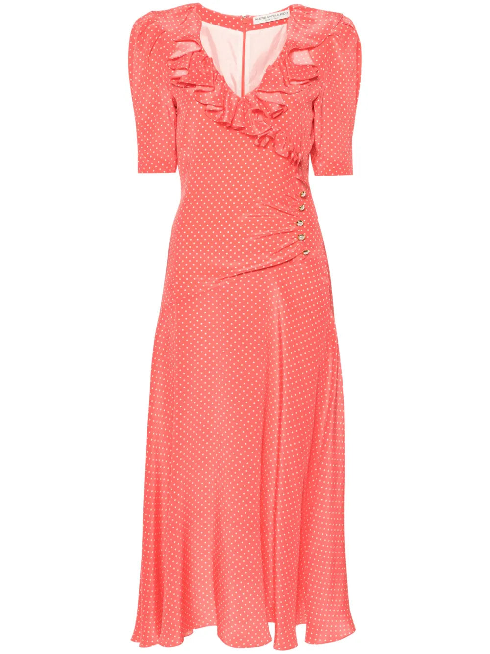 Polka-Dot Silk Midi Dress