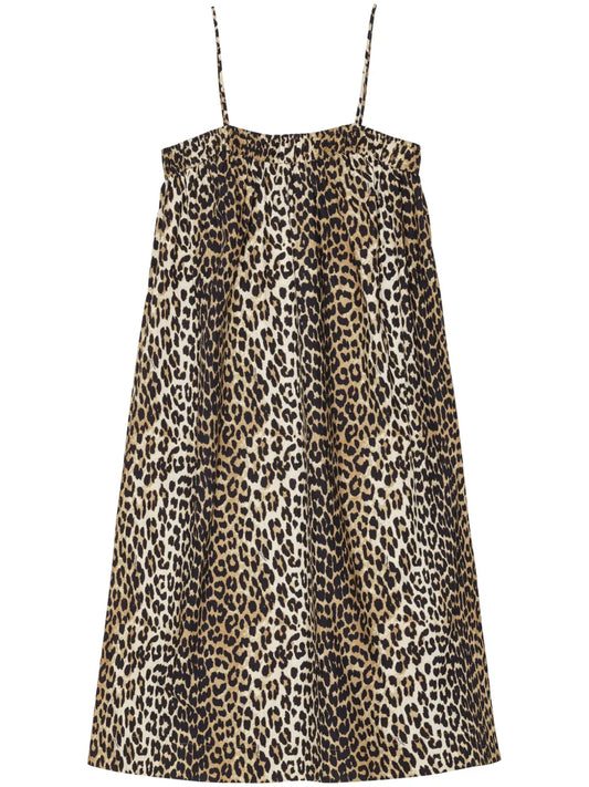 Leopard-Print Cotton Midi Dress