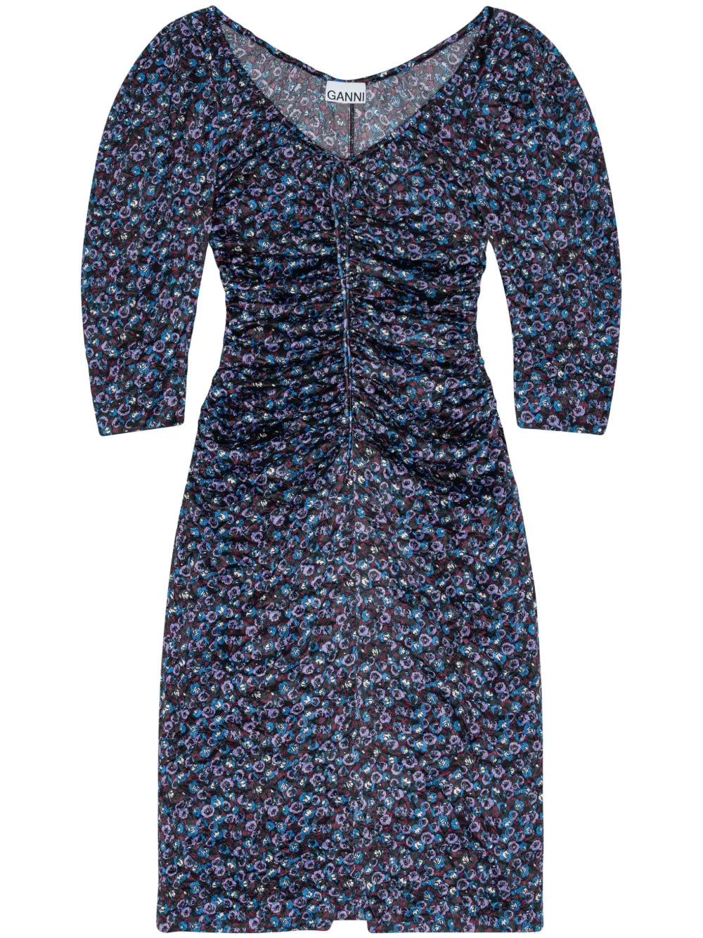 Gathered Satin Midi Dress