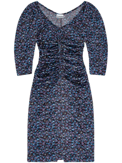 Gathered Satin Midi Dress