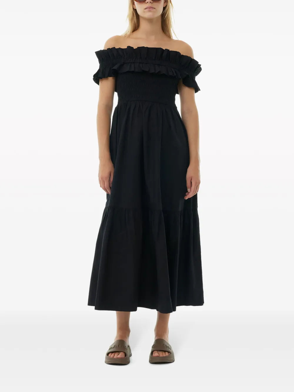 Cotton Poplin Long Smock Dress