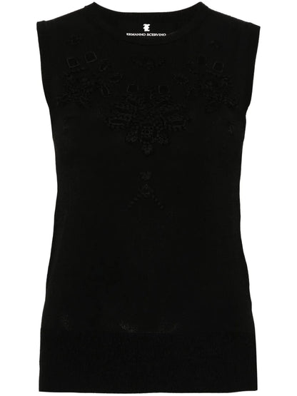 Broderie-Anglaise Knitted Top