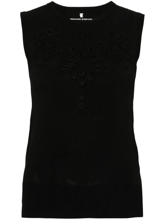 Broderie-Anglaise Knitted Top