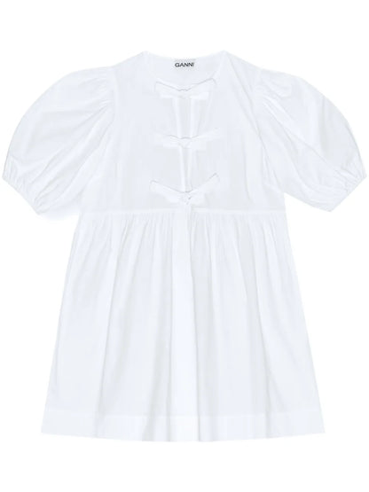Cotton Poplin Tie String Mini Dress