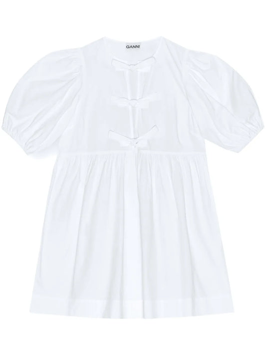 Cotton Poplin Tie String Mini Dress