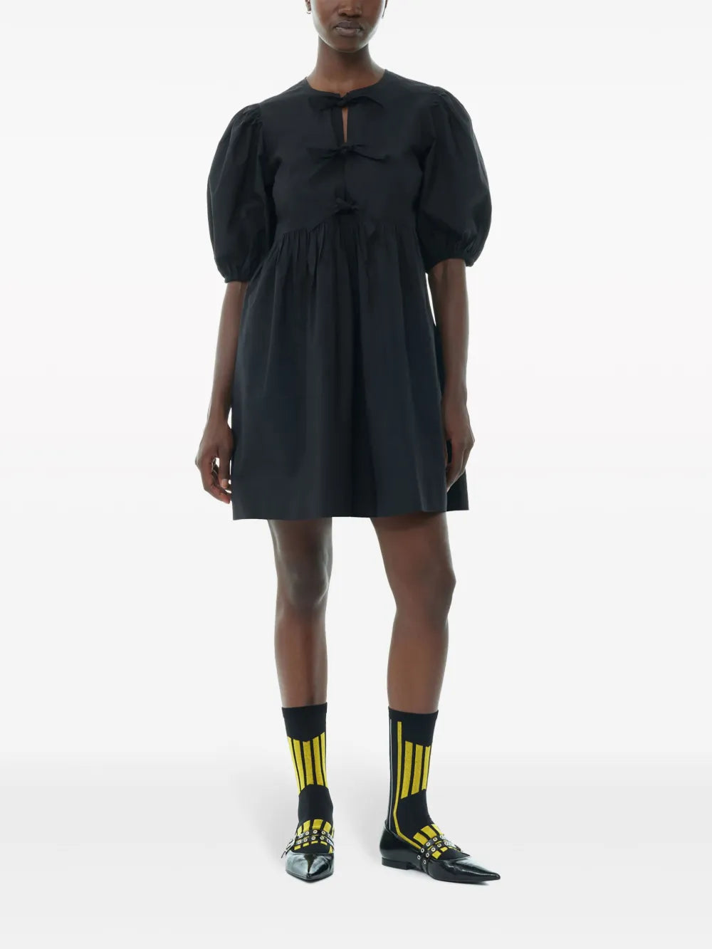 Cotton Poplin Tie String Mini Dress