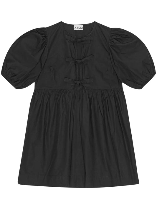 Cotton Poplin Tie String Mini Dress