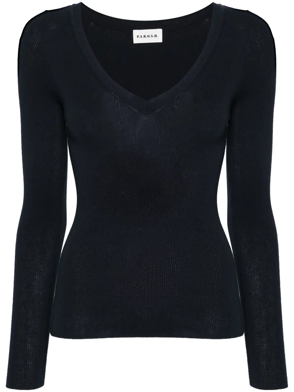 V-Neck Ribbed-Knit Top