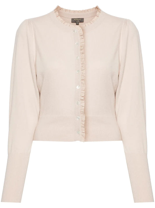 Ruffled-Trim Cashmere Cardigan