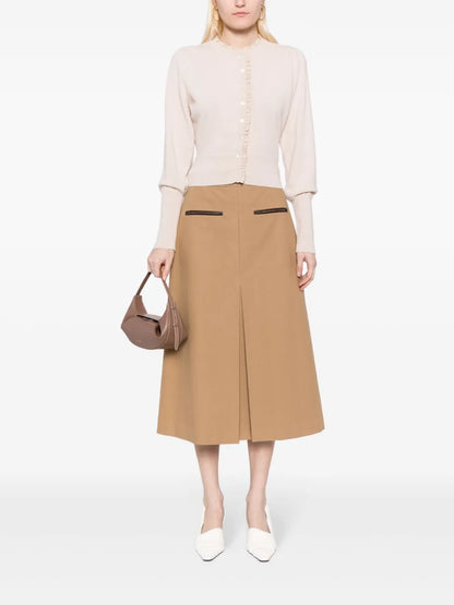 Ruffled-Trim Cashmere Cardigan