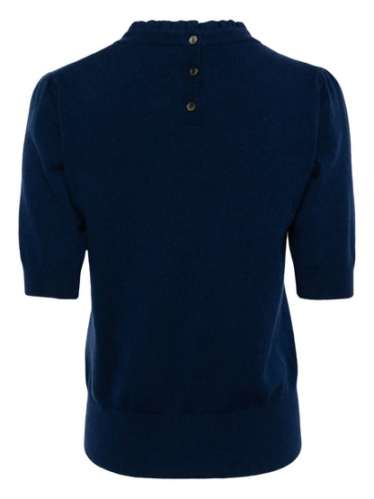 Ruffle-Trim Cashmere Top