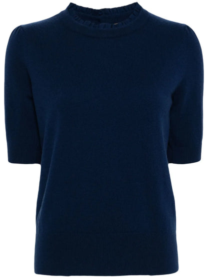 Ruffle-Trim Cashmere Top