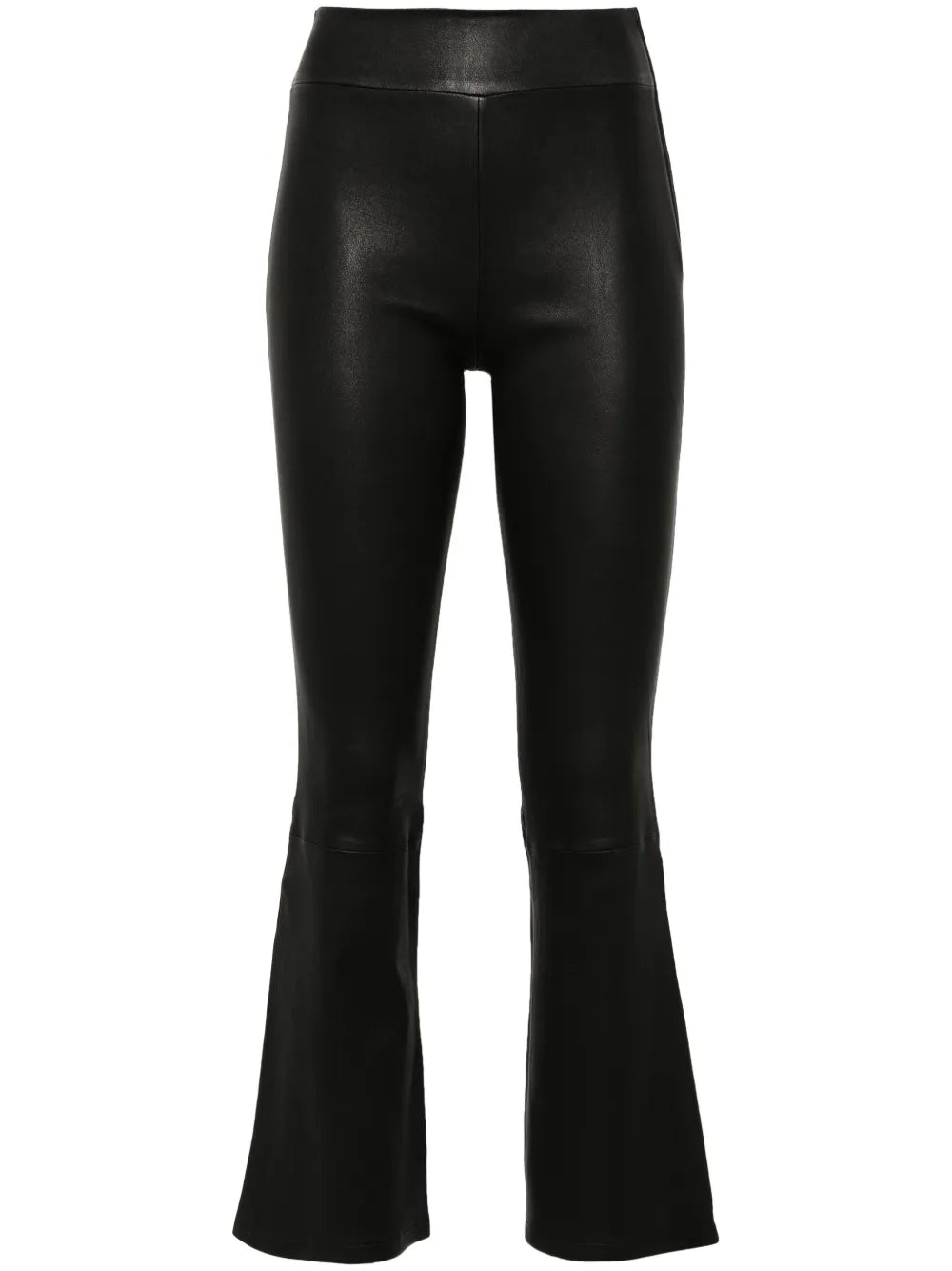 Flared Cropped Leather Trousers