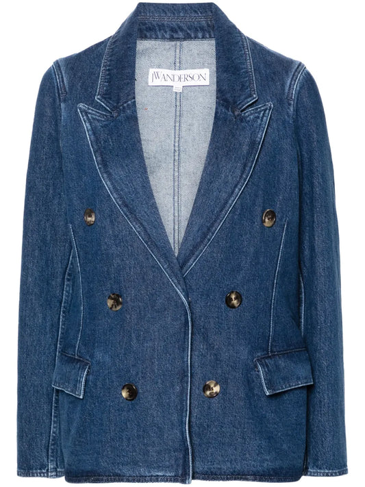 Double-Breasted Denim Blazer