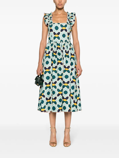 Zeta Butterfly-Print Midi Dress