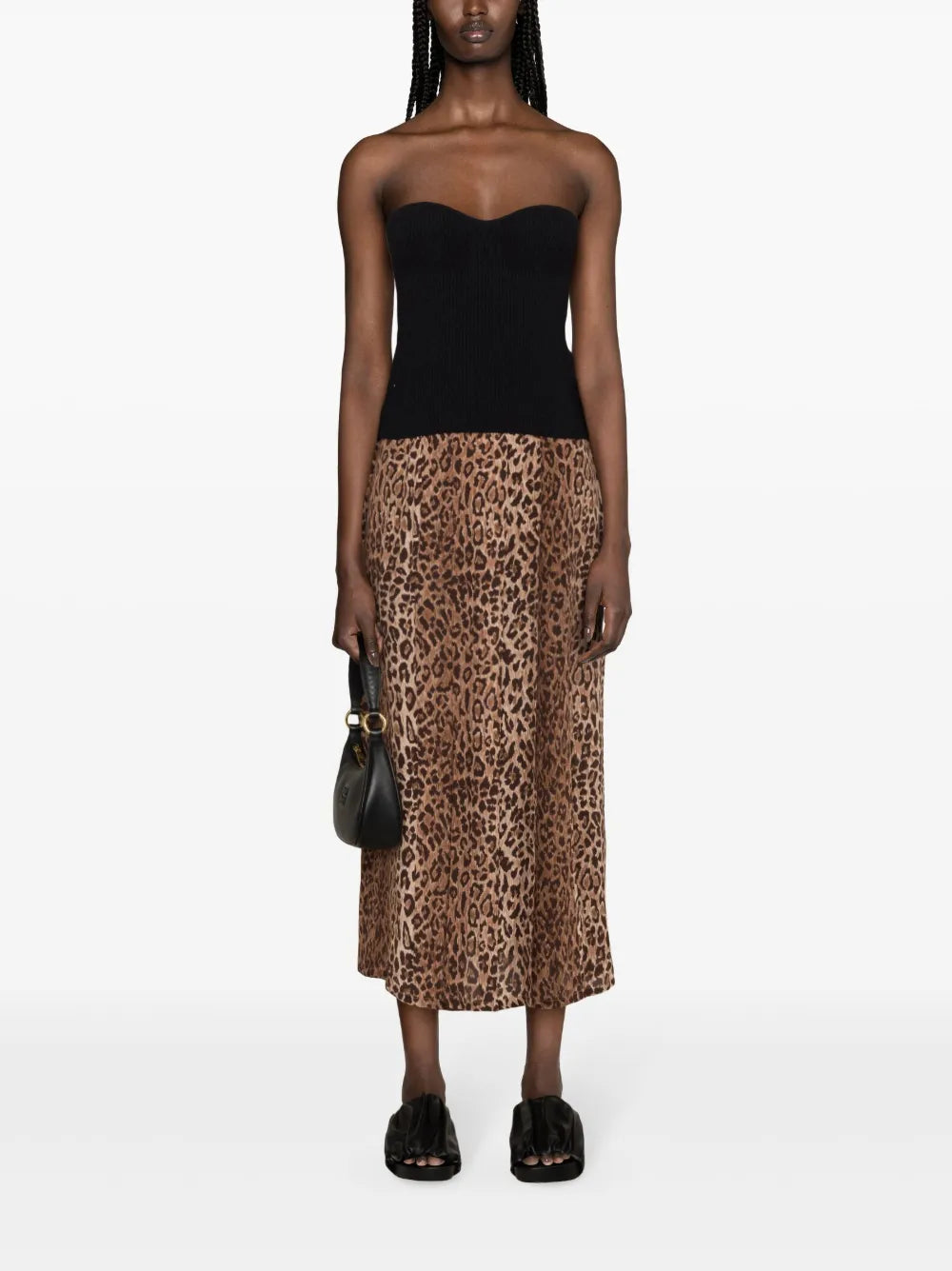 Leopard-Print Pleated Midi Skirt
