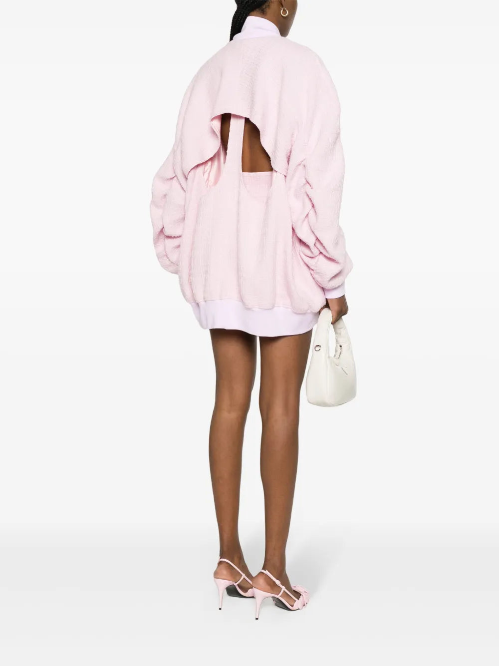 Cut-Out Tweed Bomber Jacket