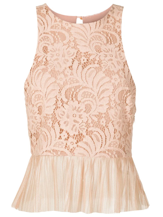 Ruffle Sleeveless Lace Top