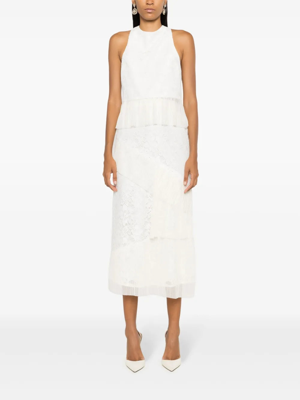 Ruffle Sleeveless Lace Blouse