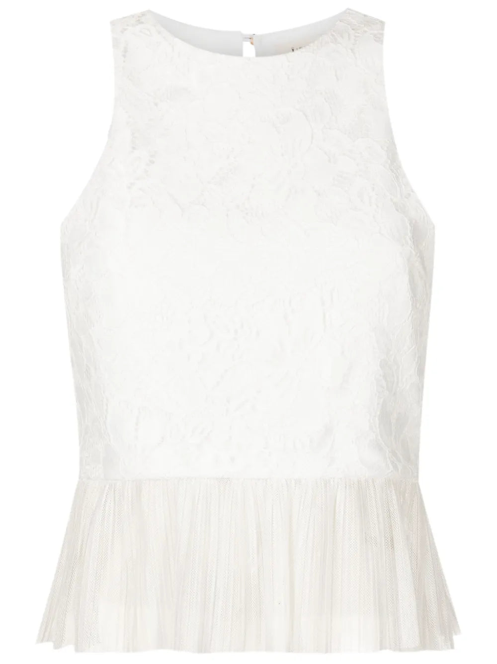 Ruffle Sleeveless Lace Blouse