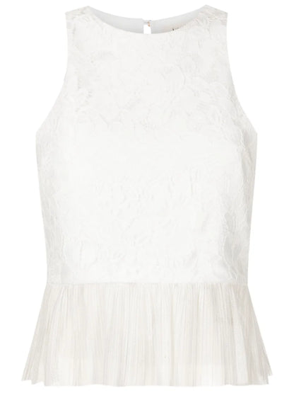 Ruffle Sleeveless Lace Blouse