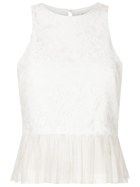 Ruffle Sleeveless Lace Blouse