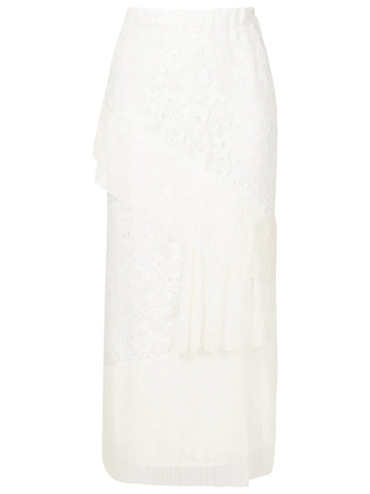 Corded-Lace Midi Skirt