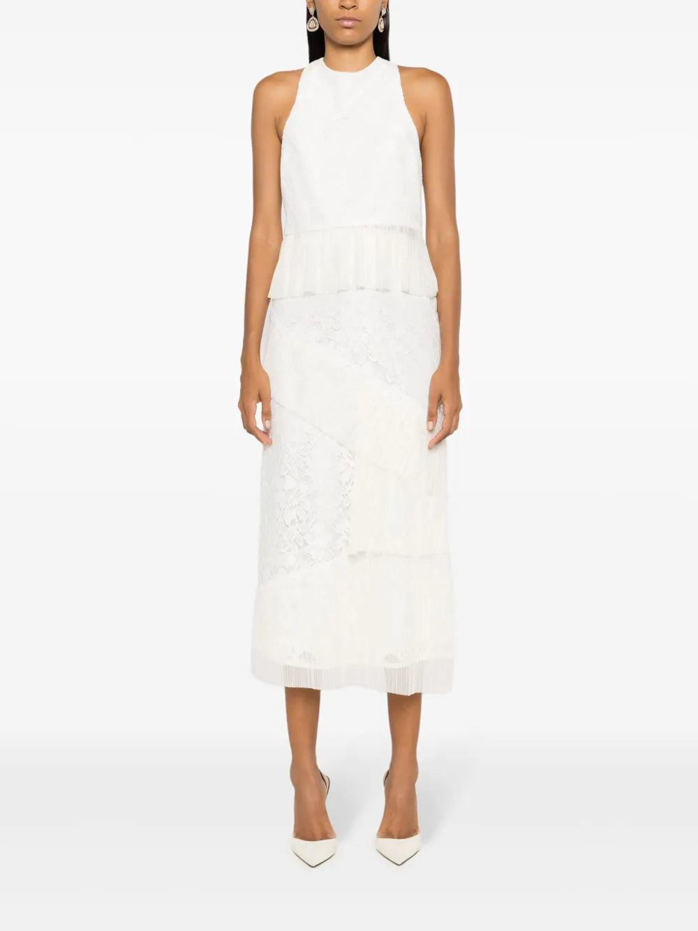 Corded-Lace Midi Skirt