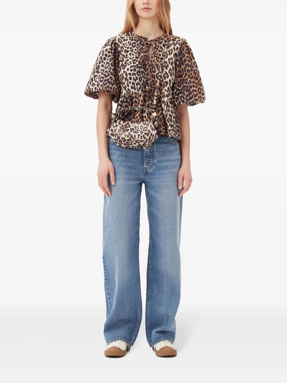 Leopard-Print Organic-Cotton Blouse