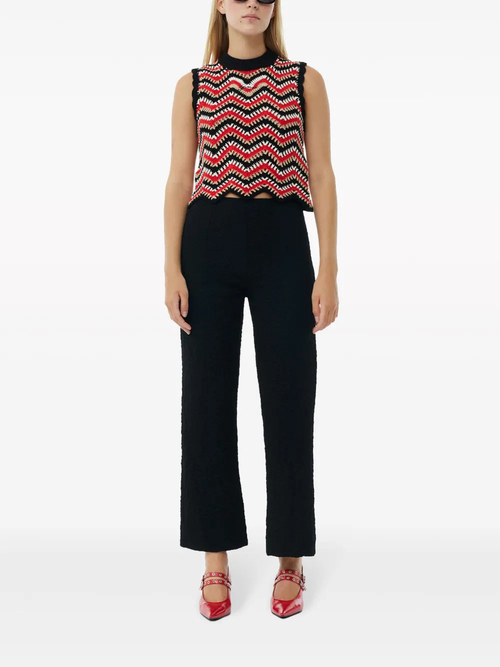 Textured Cropped Trousers