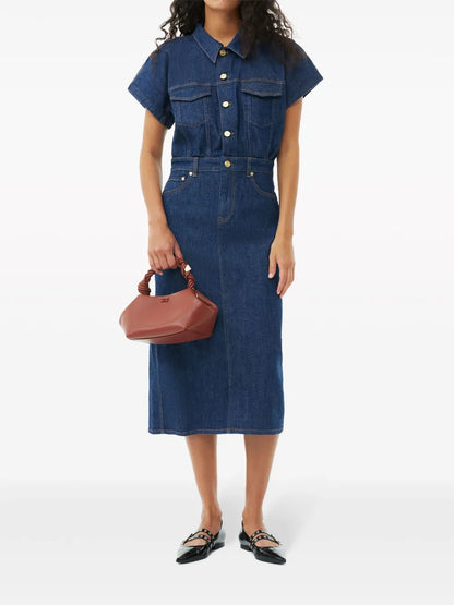Rose Denim Midi Dress
