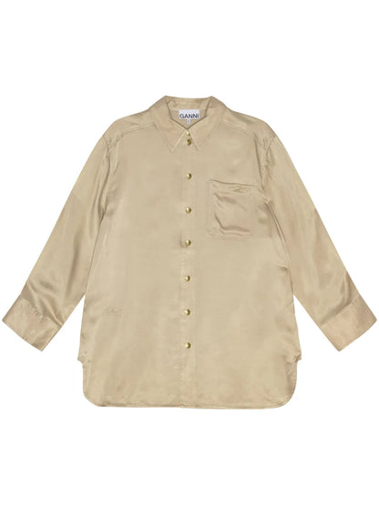 Long-Sleeve Satin Shirt