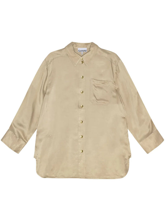 Long-Sleeve Satin Shirt