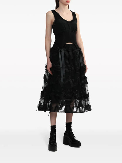 Bow And Ribbon-Detail Cotton Vest