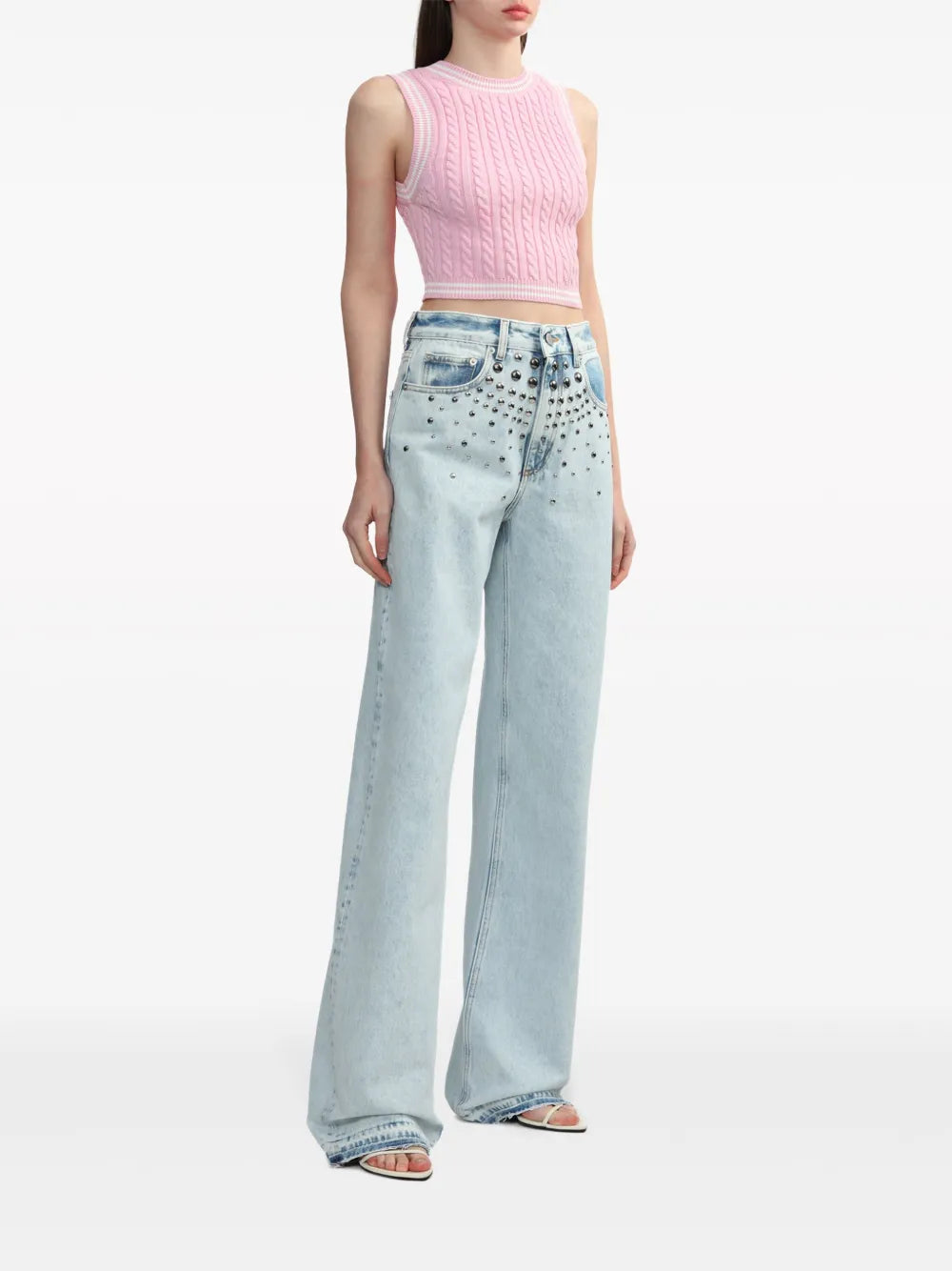 Cable-Knit Cropped Cotton Top