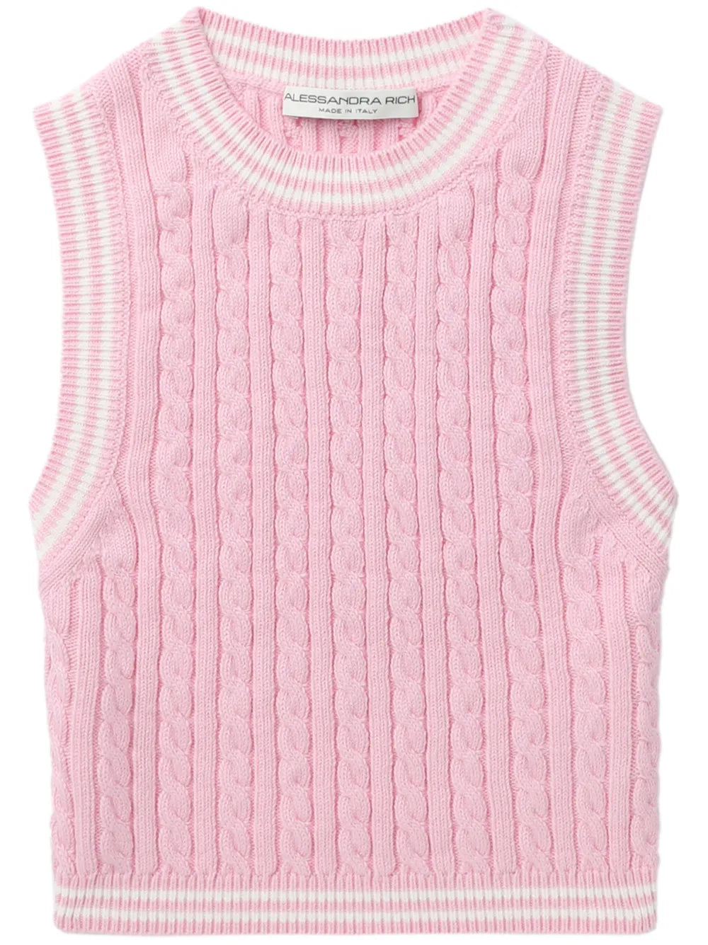 Cable-Knit Cropped Cotton Top