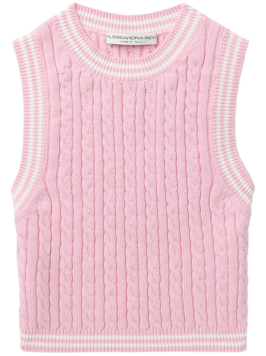 Cable-Knit Cropped Cotton Top