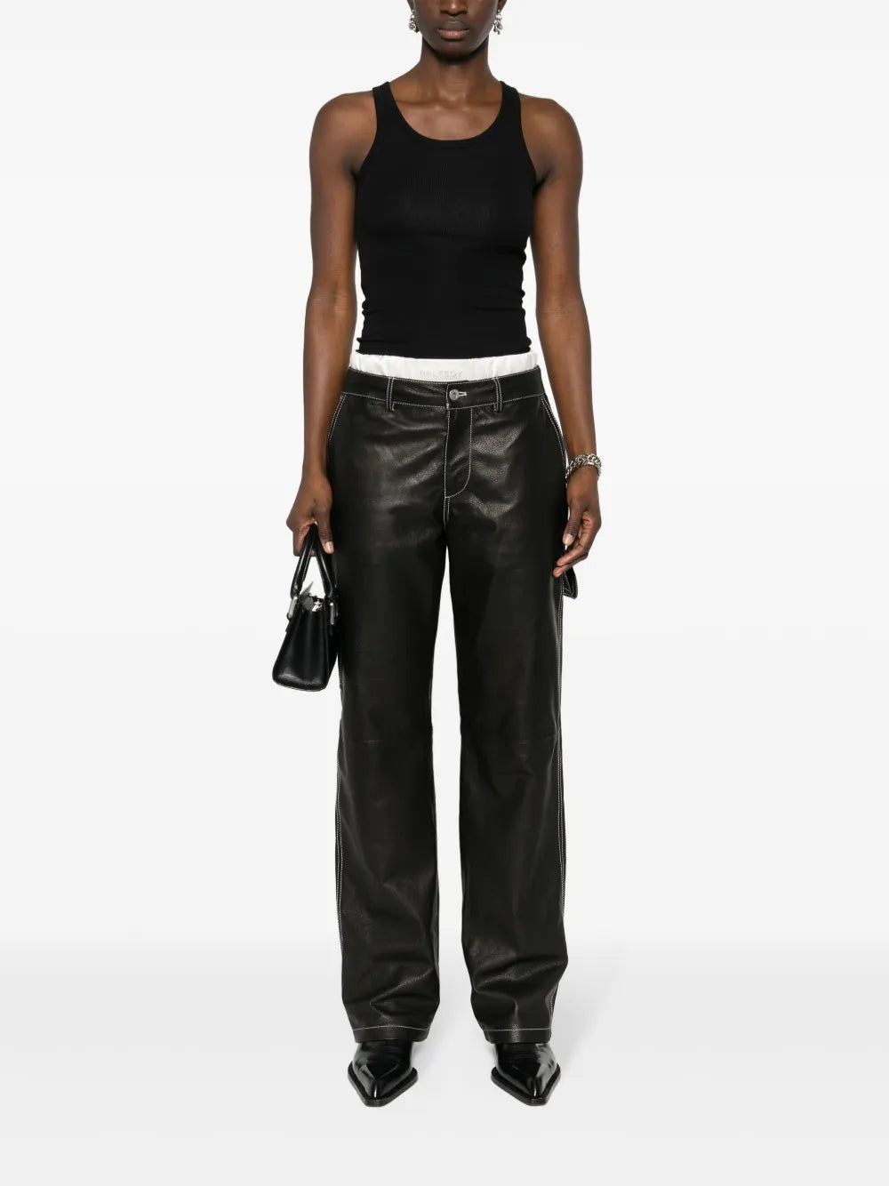 Leather Straight-Leg Trousers