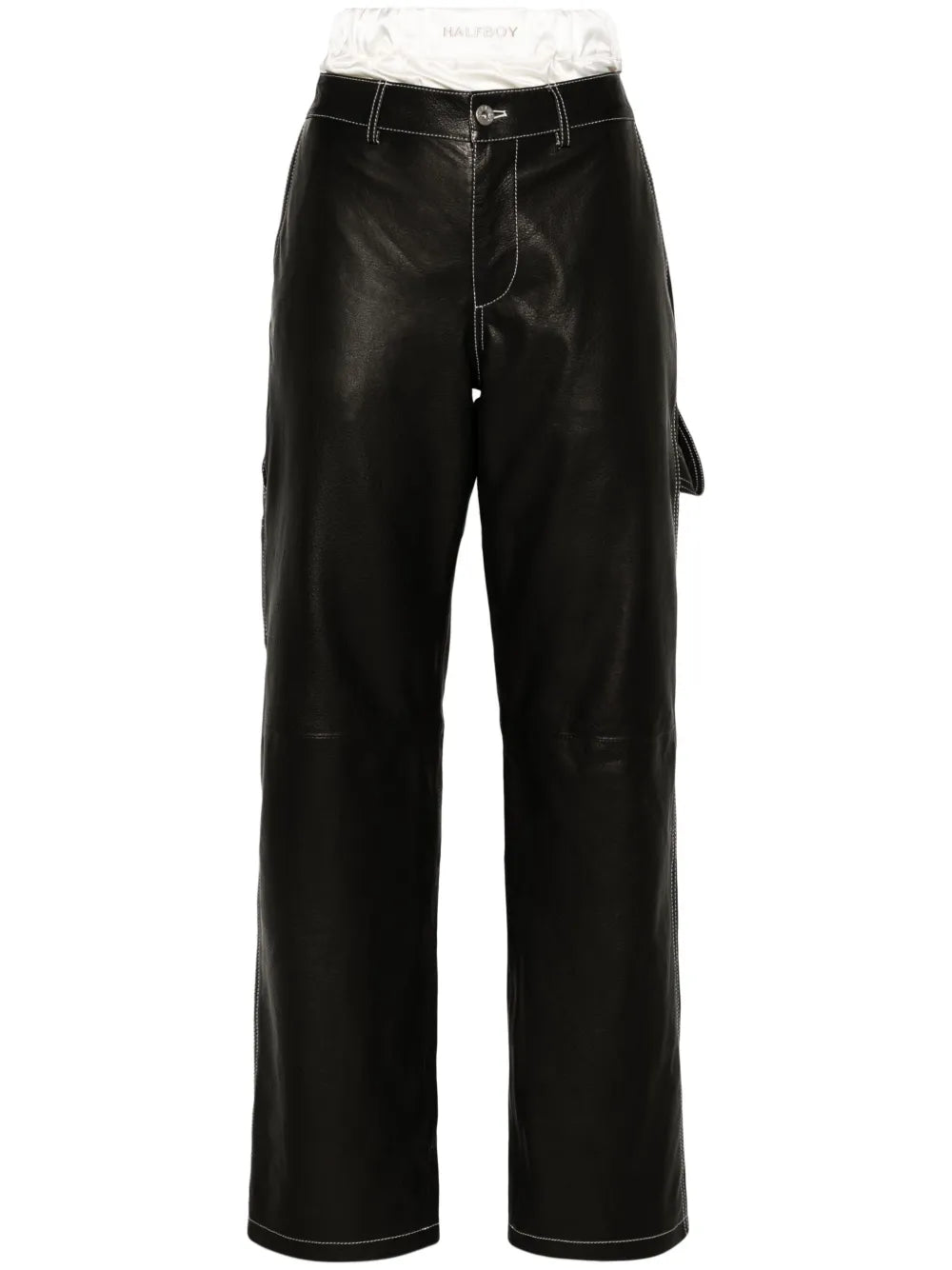 Leather Straight-Leg Trousers