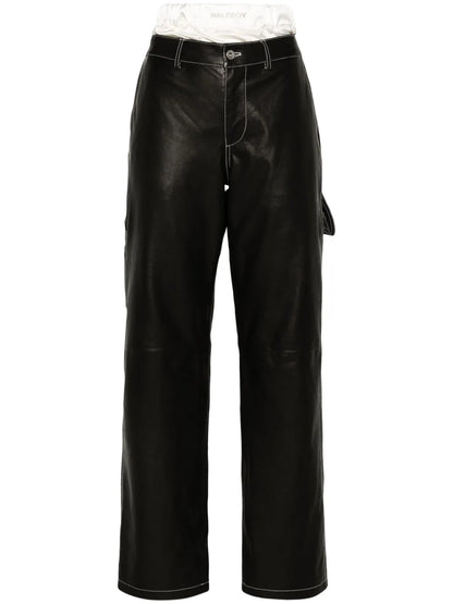 Leather Straight-Leg Trousers
