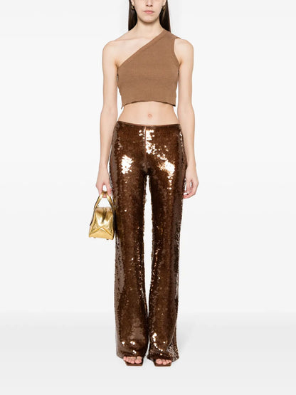 Sequin-Embellished Flared Trousers