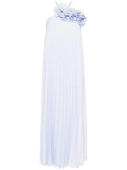Plissé Halterneck Maxi Dress