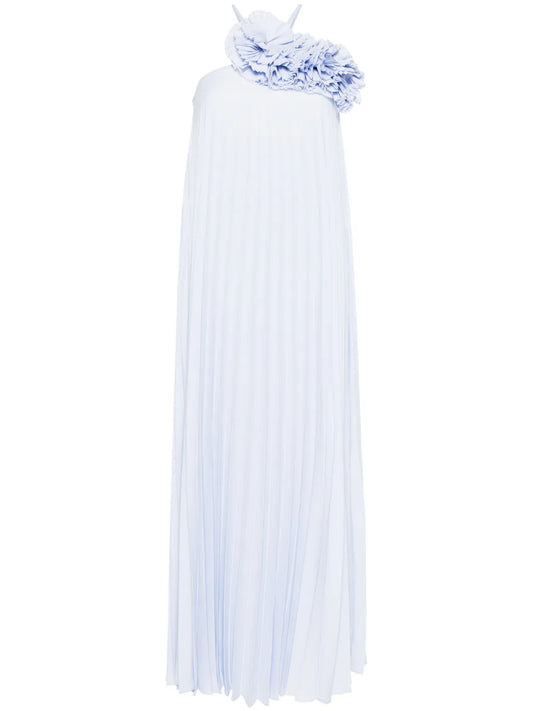 Plissé Halterneck Maxi Dress