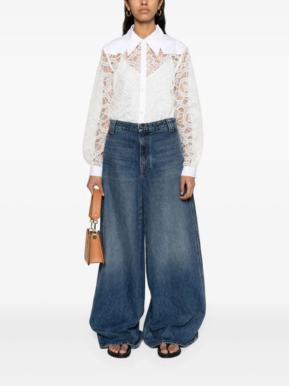 Embroidered Layered Organza Shirt